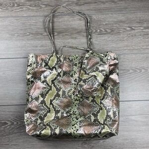 Chi By Falchi Two Piece Shoulder Bag Snakeskin Metallic Brown Multicolor NWOT